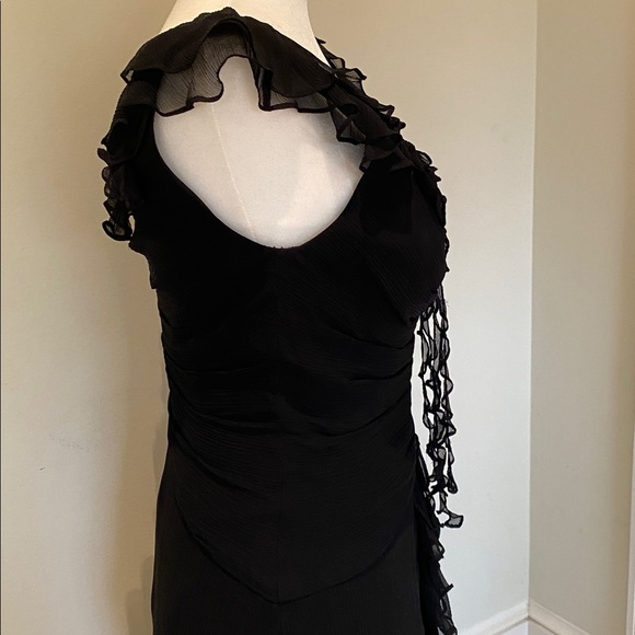 Donna Ricco Collection black ruffled front sleeveless prom evening gown Sz 6 - Picture 6 of 13